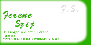 ferenc szij business card